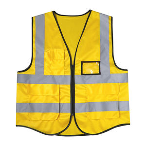 Gilet de sécurité pour hommes, vente en gros, logo personnalisé, gilet de sécurité réfléchissant, ANSI Classe 1, LED clignotante, imperméable, haute visibilité, vêtements de travail - Product Image 1