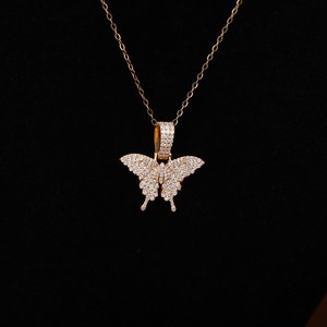 จี้สร้อยคอรูปผีเสื้อมอร์โฟเฮเลนา ทอง 14K ประดับเพชรทรงกลมเจียระไนแบบบริลเลียนท์ เพชรเพาะเลี้ยงในห้องปฏิบัติการ จี้ผีเสื้อเพชรสำหรับผู้หญิง - Product Image 5