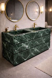 Lavabo Moderno de Diseño en Mármol Verde con Desagüe para Baños de Hoteles, Almacenes y Resorts - Product Image 3