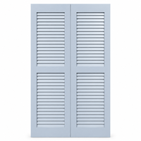 Paire de volets horizontaux fixes en bois peint gris bleu clair, écologiques, pour la décoration intérieure