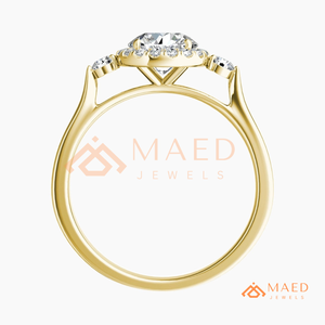 Gold Plated Round Cut Halo Engagement <b>Ring</b> Women Three Stone Side American Diamond <b>CZ</b> Wedding <b>Ring</b> Fine Jewelry - Product Image 6