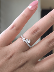 Oval Pear Lab Grown Diamond <b>Ring</b> 0.60 Ct Gold Bypass <b>Split</b> Shank Prong Set Anniversary Promise Jewelry for Women - Product Image 1
