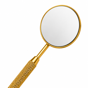 Gold Plated Round Pocket Handheld <b>Makeup</b> <b>Mirror</b> 3X <b>Magnifying</b> Single Side Metal Frame - Product Image 2