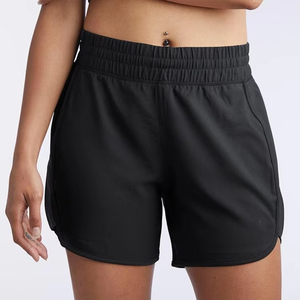 Shorts Deportivos de Punto para Mujer, Cintura Alta, Color Sólido, con Bolsillos, Secado Rápido, Material de Spandex y Poliéster - Product Image 3