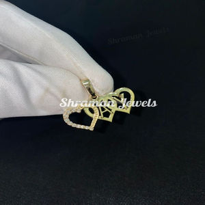 Custom 10K <b>Gold</b> Initial Alphabet <b>Pendant</b> Triple Heart Shape Iced Natural Diamond for Romantic Valentine's Day Anniversary Gifts - Product Image 4
