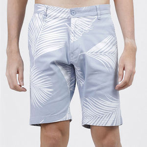 Quick Dry Men Shorts Latest Design Casual Solid Colour 100% Cotton Beachwear Workout Knee Length <b>Elastic</b> Waist Shorts - Product Image 1