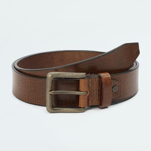 Ceinture décontractée pour homme en cuir de vachette brun texturé, fabriquée à la main, avec boucle en laiton réglable. - Product Image 4