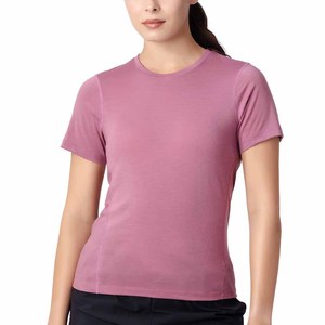 Women's Fitted Short Sleeve Crew Neck T-<b>Shirt</b> Solid Color Moisture Wicking <b>Polyester</b> Top All Seasons - Product Image 2