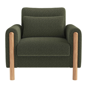 Sillón Moderno con Detalles en Tela y Patas de Madera, Cómodo Sillón Individual para Sala de Estar, Oficina, Dormitorio y Muebles para el Hogar - Product Image 1