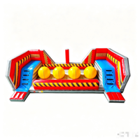 Parcours gonflable Danger Zone Wipe Out avec toboggan, château de saut, aire de jeux sportive combinée, piste de jeu, pour extérieur, décorable, pour événements et foires