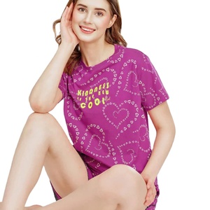 Wholesale Women Casual Regular Fit Soft Polyester Cotton Breathable Summer Floral Print Embroidery Customized Tee Short Stylish - Product Image 3