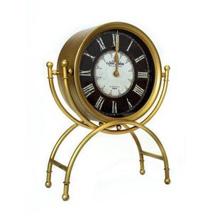 Gold Metal Desk <b>Clock</b> For Luxury Home Office Decoration With Premium Detailing And Elegant Time Display - Product Image 1