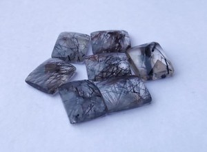 พลอยรูไทล์สีดำธรรมชาติ รูปทรงสี่เหลี่ยมผืนผ้า แบบตัดเช็คเกอร์ ขนาดปรับเทียบแล้ว สำหรับทำเครื่องประดับ - Product Image 4