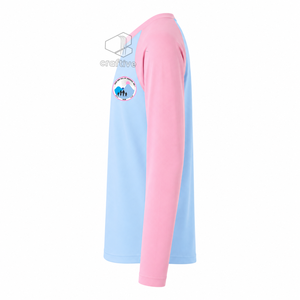 Camiseta Raglán Jack And Jill Of America para Mujer, Casual, Rosa y Azul, de Manga Larga, con Bordado del Escudo y Bloques de Color - Product Image 3