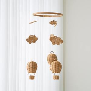 Décoration murale en rotin style bohème, ballon à air chaud en rotin, décoration artisanale en osier pour chambre d'enfant ou crèche - Product Image 1
