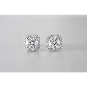 Boucles d'oreilles en moissanite de qualité supérieure, taille ronde, pour femmes, plaquées argent, bijoux fins, disponibles au prix de gros - Product Image 5