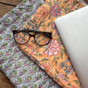 Floral Textile Laptop Sleeve <b>Medium</b> <b>Size</b> Zipper Closure Portable Case Bohemian Style Laptop Bag - Product Image 3