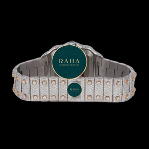 Montre-bracelet de luxe en acier inoxydable avec incrustation de diamants et de moissanite, fermoir papillon, mouvement à quartz analogique, bracelet 20 mm pour femme, chiffres romains - Product Image 2