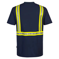 T-shirt de travail unisexe haute visibilité réfléchissant vert et noir, vêtement de sécurité avec poche et bandes, certifié CE