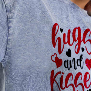 Camiseta de Manga Corta con Cuello Redondo y Estampado de Besos para Mujer, Corte Regular, Informal, de Algodón Jersey, Ecológica, Anti-UV, para Primavera/Verano - Product Image 4