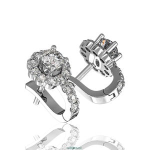 Pendientes de Aro con Halo de Diamantes de Moissanita al por Mayor, Diseño Personalizado de 5mm, Proveedor Glosbe & Co, Se Acepta OEM y ODM - Product Image 1
