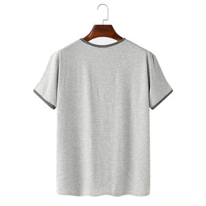 T-shirts basiques à manches longues pour hommes, décontractés, légers, d'été, col personnalisé, imprimés, avec bordure contrastante, 100 % coton - Product Image 4