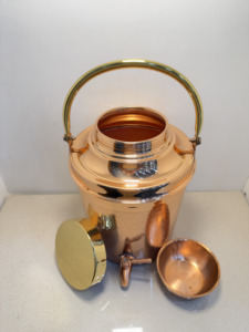Premium Portable <b>Copper</b> Water Dispenser Tank 5L Laser Etched Floral Ayurvedic Matka Camper with Brass Carry <b>Handle</b> Leakproof Tap - Product Image 2