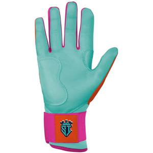 ถุงมือตีเบสบอลหนังแท้คุณภาพพรีเมียมสำหรับมือซ้าย ยี่ห้อ Shahi Impex พร้อมที่รัดข้อมือแบบตีนตุ๊กแก สีเขียวมิ้นท์+สีดำ สำหรับฝึกซ้อมเบสบอล - Product Image 2