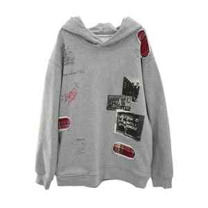 เสื้อฮู้ดดี้คุณภาพสูง ผ้าฝ้ายถัก พิมพ์ลาย เป็นมิตรกับสิ่งแวดล้อม ทรงโอเวอร์ไซส์ หนานุ่ม สตรีทแวร์ ดีไซน์เนอร์ แพทช์เวิร์ค หรูหรา ครอปท็อป ผู้ชาย - Product Image 6