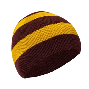 Gorro de Punto a Rayas para Adultos, Unisex, Cálido para Invierno, Color Granate y Blanco, Estilo Casual, Circunferencia de Cabeza - Product Image 5