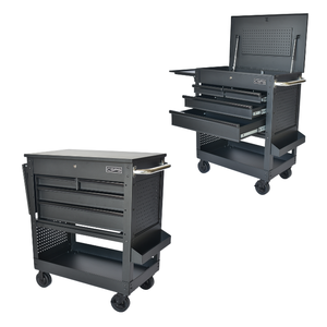 Matte Black Powder Coated Steel 4 Drawer Utility Cart Family keywords: for Garage Workshop Storage Use - Product Image 2