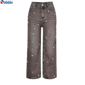 Pantalones Vaqueros Casuales de Verano para Mujer, Talla Grande, Cintura Alta, Rectos, con Cuentas y Pedrería - Product Image 6