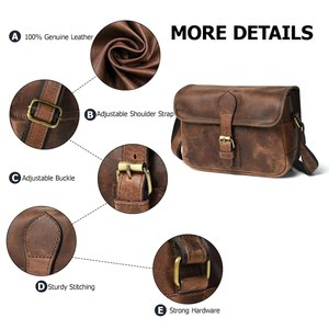 กระเป๋าใส่ตลับหนังแท้คุณภาพสูง ดีไซน์คลาสสิกแบบเรียบง่าย สายปรับได้ อุปกรณ์เสริมสำหรับกิจกรรมกลางแจ้ง - Product Image 5