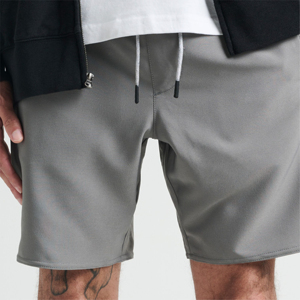 Drawstring Mid Waist Knitted Patchwork Polyester/Cotton Spandex Mens Shorts Stretch Quick Dry Breathable Athletic Casual Front - Product Image 5
