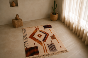 Custom Handmade Moroccan Berber Wool <b>Rug</b> Hand Knotted Tribal Geometric <b>Boho</b> Area Carpet for Living Room Bedroom - Product Image 4