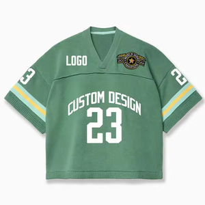 Custom Logo Printed V Neck Short Sleeve Mesh Football Jersey Crop Knit Anti-Bacterial Quick Dry Summer <b>Men</b> - Product Image 1