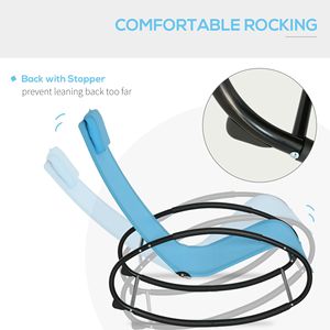Chaise longue a dondolo moderna azzurra con poggiatesta, in rattan, per esterni, ideale per hotel e bordo piscina, con struttura in alluminio - Product Image 4
