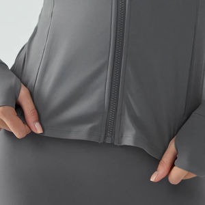 Ensemble 3 pièces de sport pour femme, personnalisé, à manches longues, couleur unie, compression, séchage rapide, pour yoga et entraînement, taille haute, actif - Product Image 4