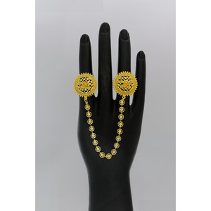 แหวนสวมนิ้วเคลือบทองแฟชั่นปลายด้านบนมีห่วงโซ่ชั้นพู่ห้อยแหวนอาหรับคู่ปรับได้พิเศษสำหรับผู้หญิงและเด็กผู้หญิง - Product Image 4