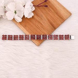High Quality 925 Sterling Silver <b>Garnet</b> & CZ Tennis <b>Bracelet</b> Luxury Gemstone Jewelry for Unisex - Product Image 3