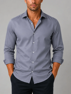 Custom Men's Long Sleeve Classic Point Collar Formal Dress <b>Shirt</b> Minimalist <b>Office</b> Daily Smart Casual Wear Factory Wholesale OEM - Product Image 4