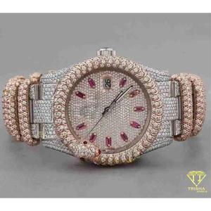 Montre pour homme de haute qualité, design bicolore, sertie de diamants VVS cultivés en laboratoire, en argent sterling 925 - Product Image 5