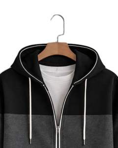 Sudadera con capucha personalizada para hombre, negra y gris carbón, con cremallera, de algodón y forro polar, estilo casual urbano, chaqueta de invierno, fabricante personalizado - Product Image 5