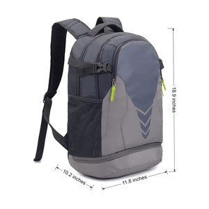 Sac à dos de sport gris pour basketball avec compartiment inférieur pour ballon, poche en filet, durable, haute qualité, robuste, personnalisable - Product Image 4