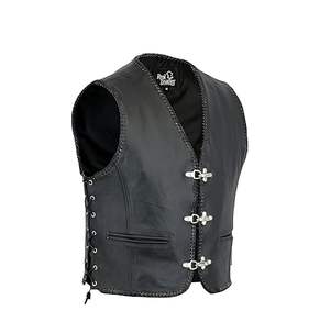 Gilet de club sans manches en cuir noir pour homme, style motard, du S au 3XL - Product Image 1