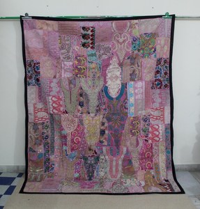 Tapiz de Pared de Algodón Bordado Indio Vintage, Colorido, Estilo Bohemio, Textil de Retazos, Arte Textil, Colcha para Boda, Alta Calidad - Product Image 3