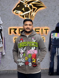Custom Full Print Graphic Cotton Fleece Streetwear Patch Embroidery Oversize Baggy <b>Zip</b> <b>up</b> <b>Hoodie</b> <b>Cropped</b> Mens Zipper <b>Hoodie</b> - Product Image 1