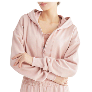 <b>Men's</b> <b>Pink</b> Cropped Zip-Up Hoodie Solid Casual Regular Fit Fleece 100% Cotton Windproof Breathable Eco-Friendly Winter <b>Sweatshirt</b> - Product Image 2