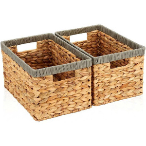 Handmade Water Hyacinth <b>Storage</b> <b>Basket</b> Cross-Border <b>Rectangle</b> Sundries <b>Basket</b> Woven for Home Toy Organizer Miscellaneous <b>Storage</b> - Product Image 4