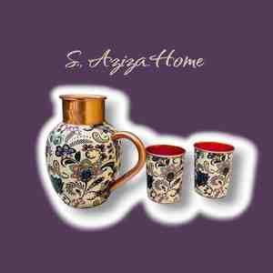 Jarra de Cobre Hecha a Mano, Moderna y Tradicional, Marca Bold Blossom, Capacidad de 1500 ml, Incluye 1 Vaso de Cobre - Product Image 2